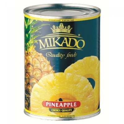 Ananasų griežinėliai sirupe, MIKADO, 565 g / 340 g